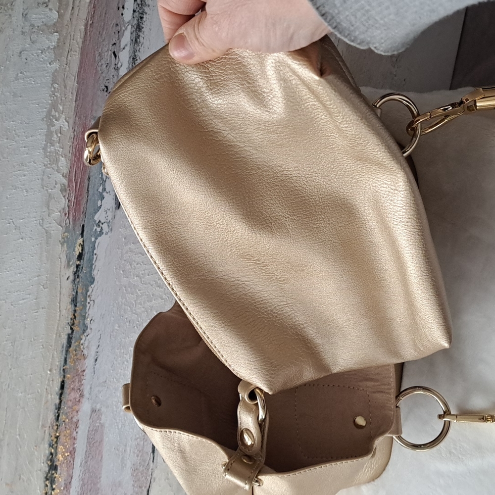 C Metallic Gold Tote with Tassel Accent - Picture 4 of 11